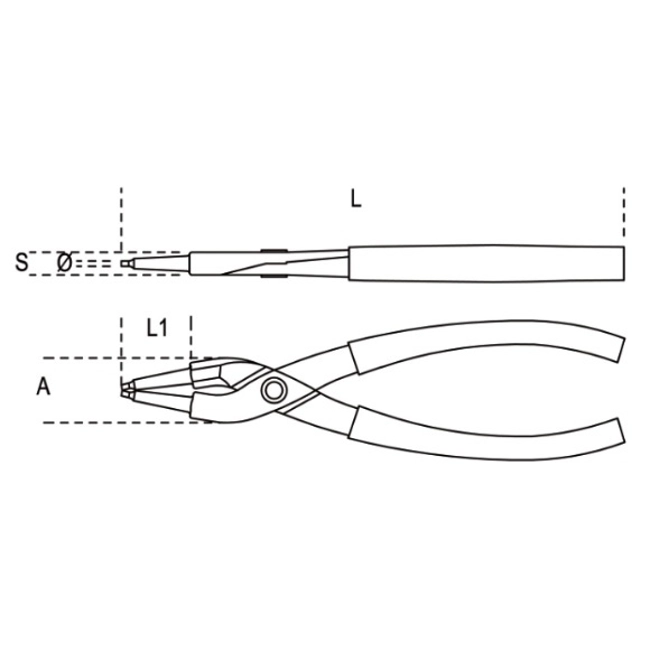 Vendita online Pinza a becchi diritti per anelli elastici di sicurezza art.1032